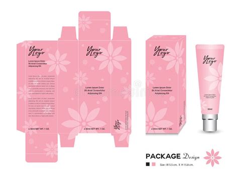 Cosmetic Packaging Template Vector Illustration Cream Layout Stock