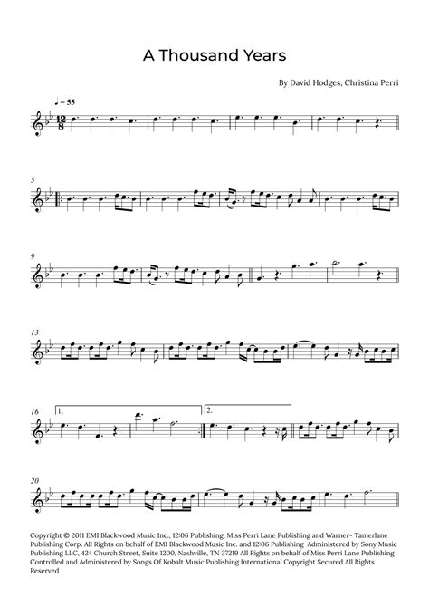 A Thousand Years Arr Alex Nunes Rodrigues By Christina Perri Sheet Music For Violin Solo At