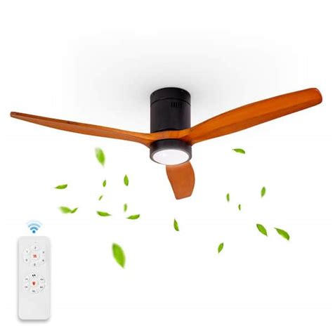 FIRHOT 52 In Smart Indoor Black Ceiling Fan With LED Light And Remote