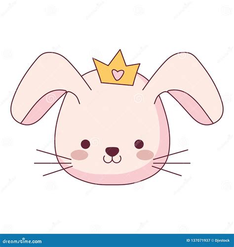 Cute And Little Rabbit With Crown Character Stock Vector Illustration