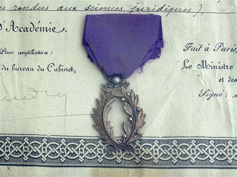 Chevalier Ordre De Palmes Acad Miques Avec Son Dipl Me France