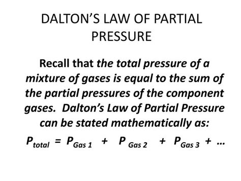 PPT - DALTON’S LAW OF PARTIAL PRESSURE PowerPoint Presentation, free ...