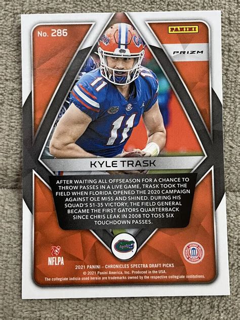 Kyle Trask Chronicles Spectra Silver Sp Prizm Rookie Rc