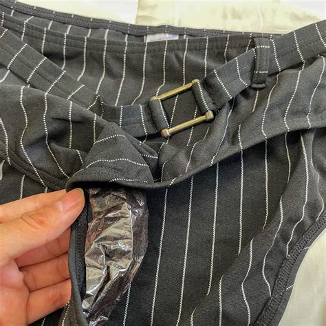 Y K S Belted Pinstripe Bikini Set Cutee Depop