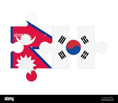 Connected Puzzle Of Flags Of Nepal And South Korea Vector Stock Vector