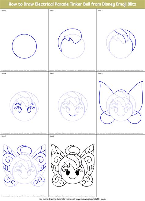 How To Draw Electrical Parade Tinker Bell From Disney Emoji Blitz