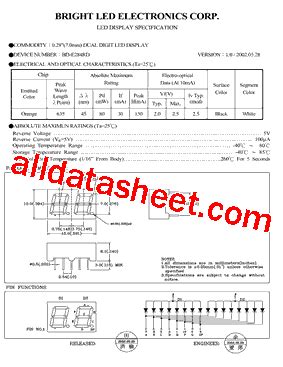 BD E284RD Datasheet PDF BRIGHT LED ELECTRONICS CORP