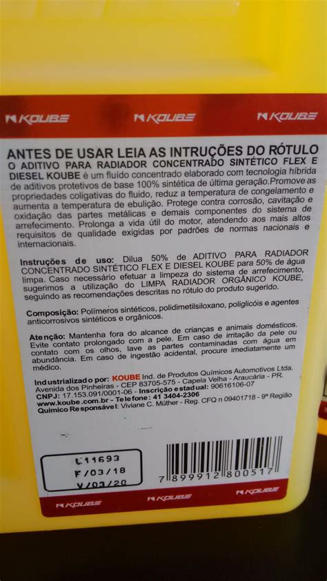 Koube Aditivo Para Radiador Concentrado Sintético Amarelo BH13 Walk