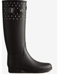 Hunter Original Studded Refined Tall Rain Boots Black Lyst Uk