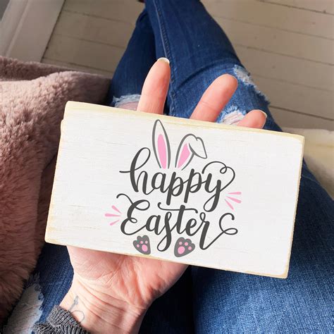 Happy Easter Wood Sign Bunny Mini Wood Sign Modern Etsy Canada