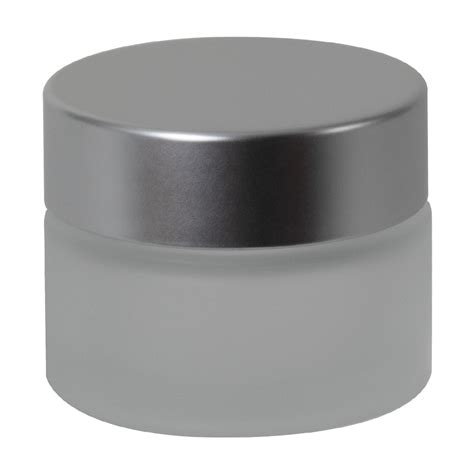 Ml Frosted Glass Jar With Mm Brushed Silver Lid With F Liner U