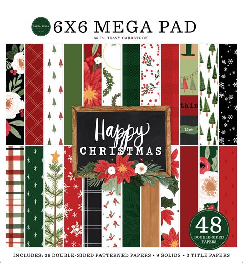 Carta Bella Double Sided Mega Paper Pad 6x6 48pkg Happy Christmas