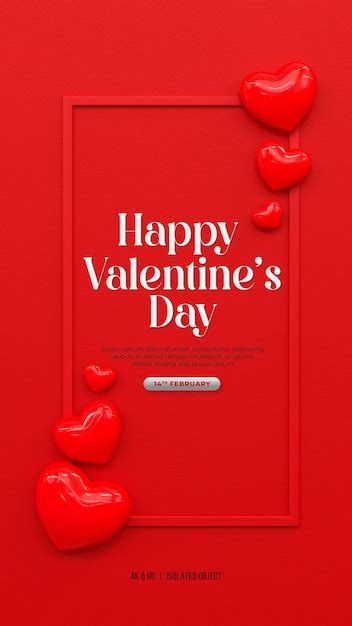 Premium Psd D Rendering Happy Valentines Day Instagram Or Social