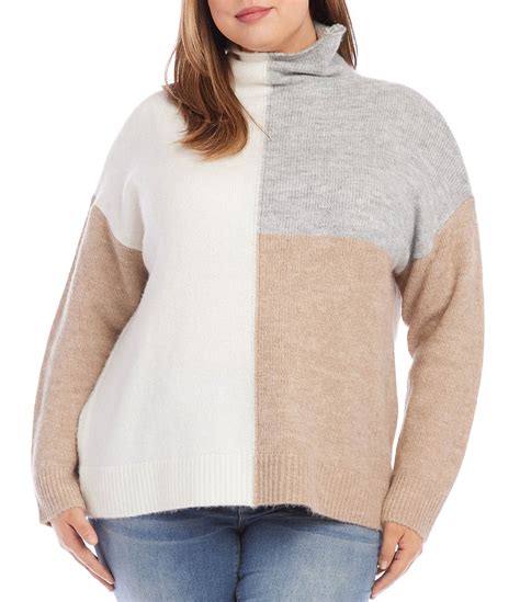 Karen Kane Plus Size Color Block Turtleneck Long Sleeve Sweater Dillard S