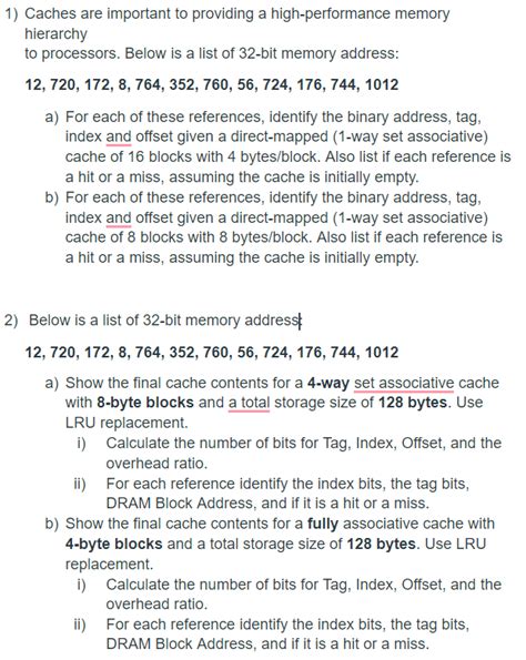 Solved 1 Caches Are Important To Providing A Chegg