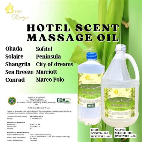 Massage Oil Gallon Hotel Scents Fda Notified Lazada Ph