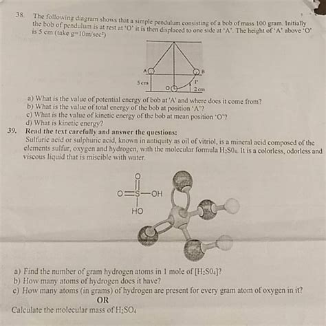 The following diagram shows that a simple pendulum consisting of a bob of..