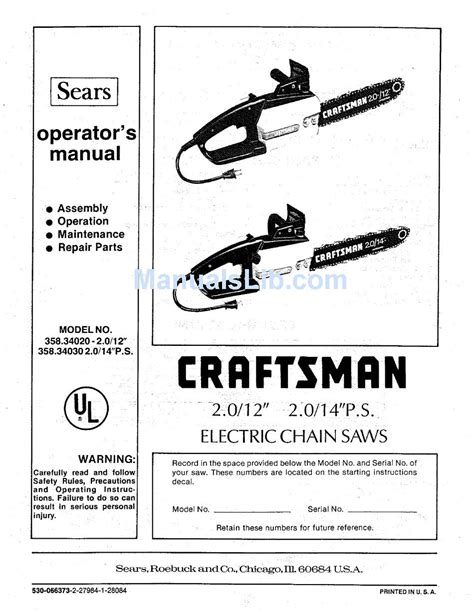 Sears Craftsman 35834030 Operators Manual Pdf Download Manualslib