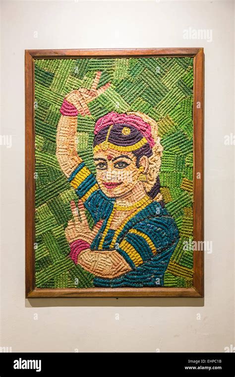 Colourful portrait of an Indian dancing girl made from coir (coconut ...