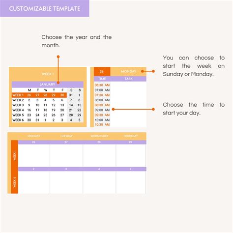 2023 Calendar Google Sheets Spreadsheet Planner Daily Schedule Template ...