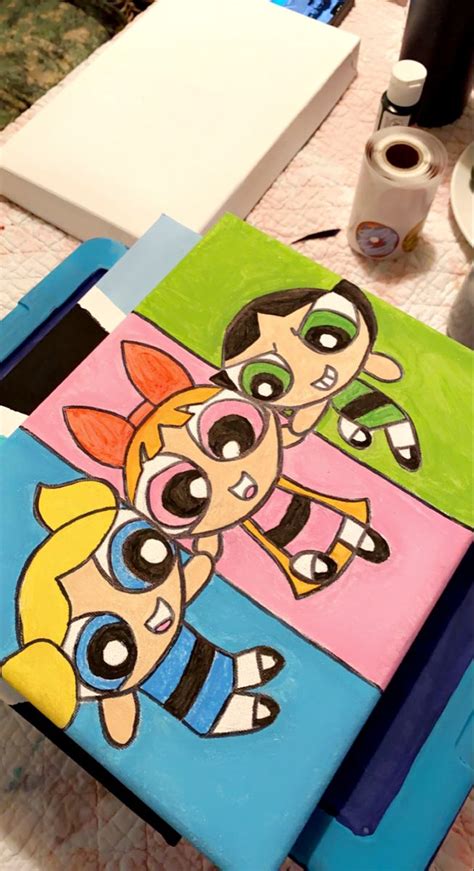 Powerpuff girls! | Disney canvas art, Hand painting art, Pink canvas art