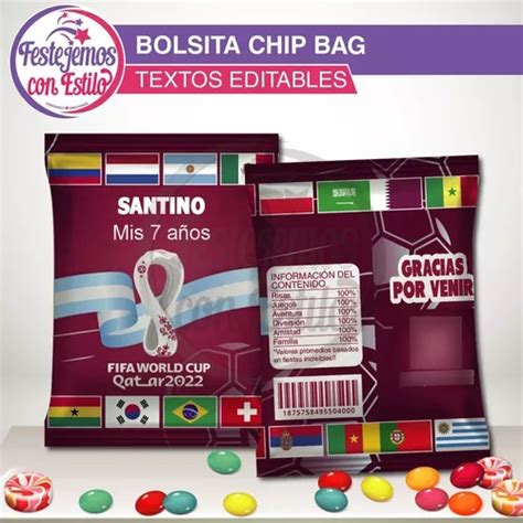 Imprimible Bolsita Chip Bag Mundial Qatar Textos Editables En