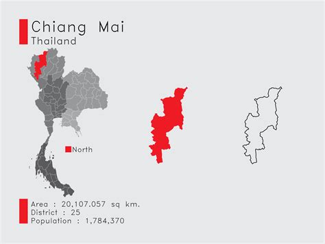 Chiang Mai Position In Thailand A Set Of Infographic Elements For The Province And Area