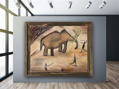 Stone Age Cave Art Woolly Mammoth Pastel Painting. - Etsy