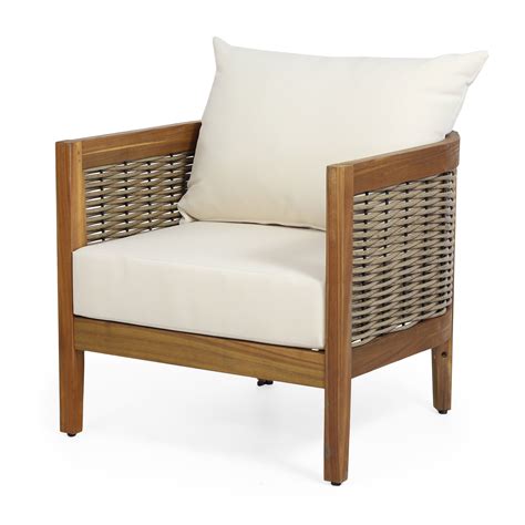 GDF Studio The Crowne Collection Outdoor Acacia Wood And Wicker Club