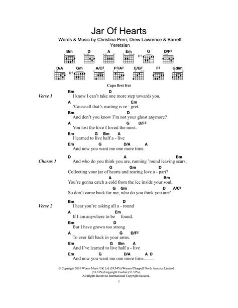 Jar Of Hearts by Christina Perri - Guitar Chords/Lyrics - Guitar Instructor