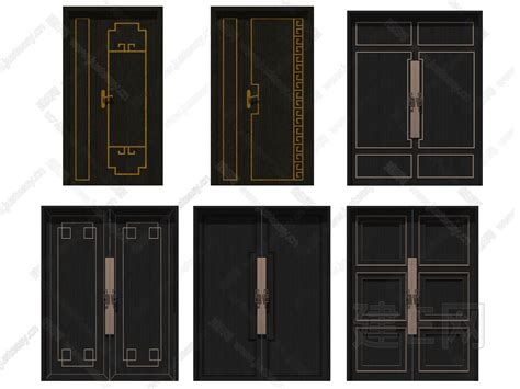 新中式子母门双开门模型su模型下载 Id114312091 建e室内设计网