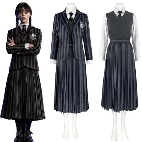 Quarta feira Addams Família Adulto Nevermore Academia Uniforme Escolar