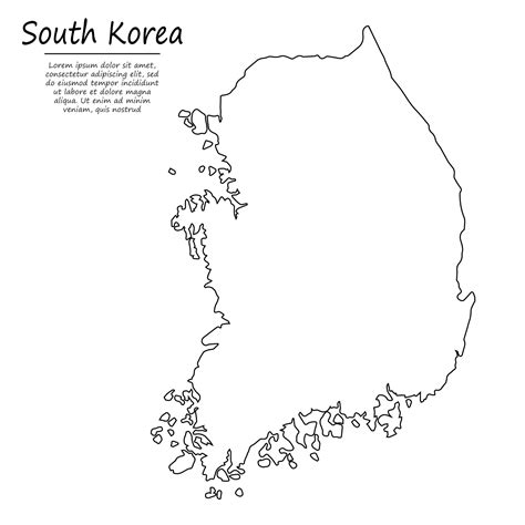 Simple outline map of South Korea, in sketch line style 21847077 Vector ...