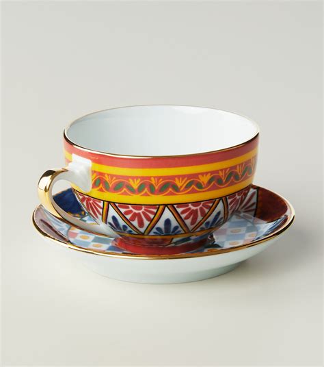 Carretto Siciliano Tea Cup And Saucer Set In Multicoloured Dolce