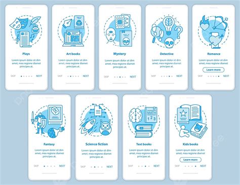 Mobile App For Book Catalogue Onboarding With Graphics And Instructions