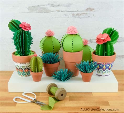 Paper Cactus Tutorial and Templates - 3D Paper Cactus Craft