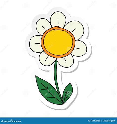 A Creative Sticker Of A Quirky Hand Drawn Cartoon Daisy Stock Vector