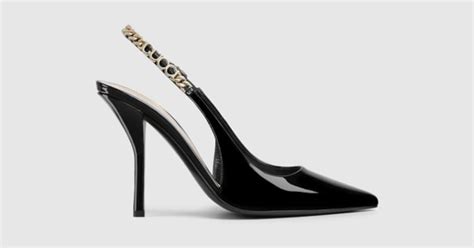 Gucci Signoria slingback pump in black patent leather | GUCCI® US