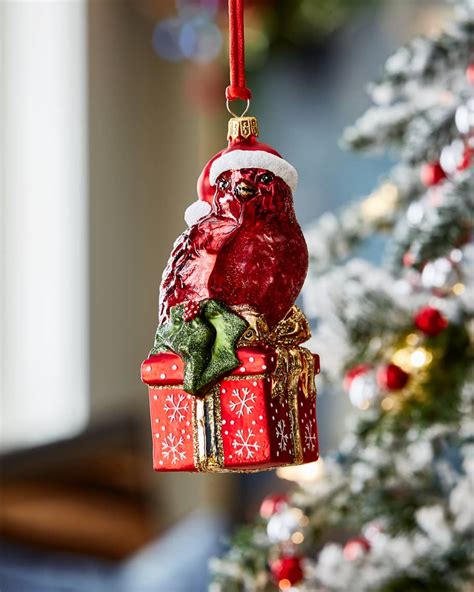 Cardinal On Present Christmas Ornament Neiman Marcus