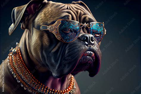 Generative AI abstract render of a gangsta dog Stock Illustration ...