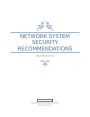 CYB 230 Network System Security Recommendation Rebecca Thompson Docx