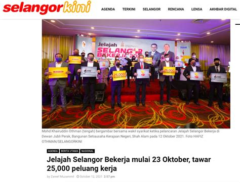 Selangor Kini Jelajah Selangor Bekerja Mulai 23 Oktober Tawar 25 000