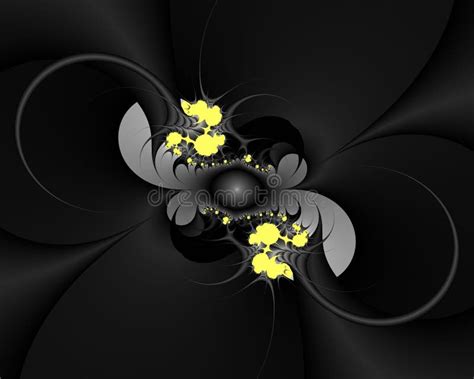 Fractal Amarillo Negro Luces Chispeantes Elegantes Floridas De Los