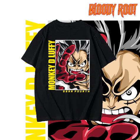 Jual Kaos One Piece Monkey D Luffy Gear Fourth Hitam Baju Luffy