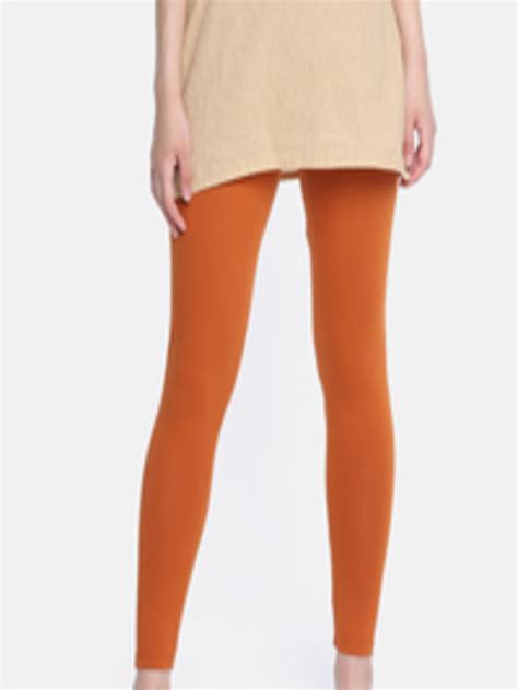 Buy Dollar Missy Women Rust Orange Solid Ankle Length Leggings