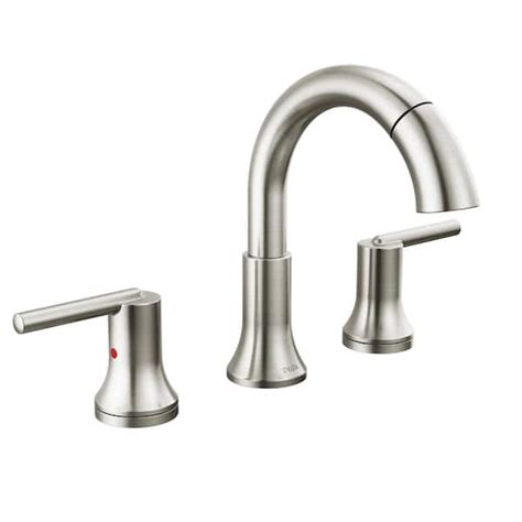 Delta Trinsic 8 In Widespread Double Handle Bathroom Faucet With Pull Down Spout In Stainless