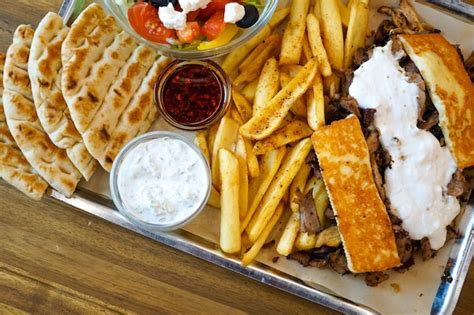 Premium Photo | Gyros on a restaurant table