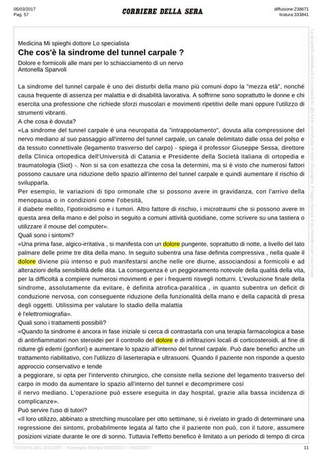 Pdf Che Cos La Sindrome Del Tunnel Carpale Impact Dolore La