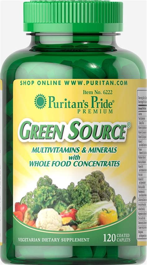 Puritan's Pride Green Source Multivitamin & Minerals-120 Caplets - Walmart.com - Walmart.com