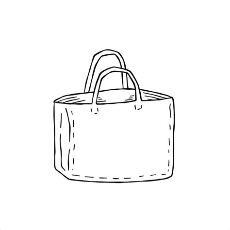 Canvas Tote Bag Cloth Eco Shopper Outline Cartoon Illustration